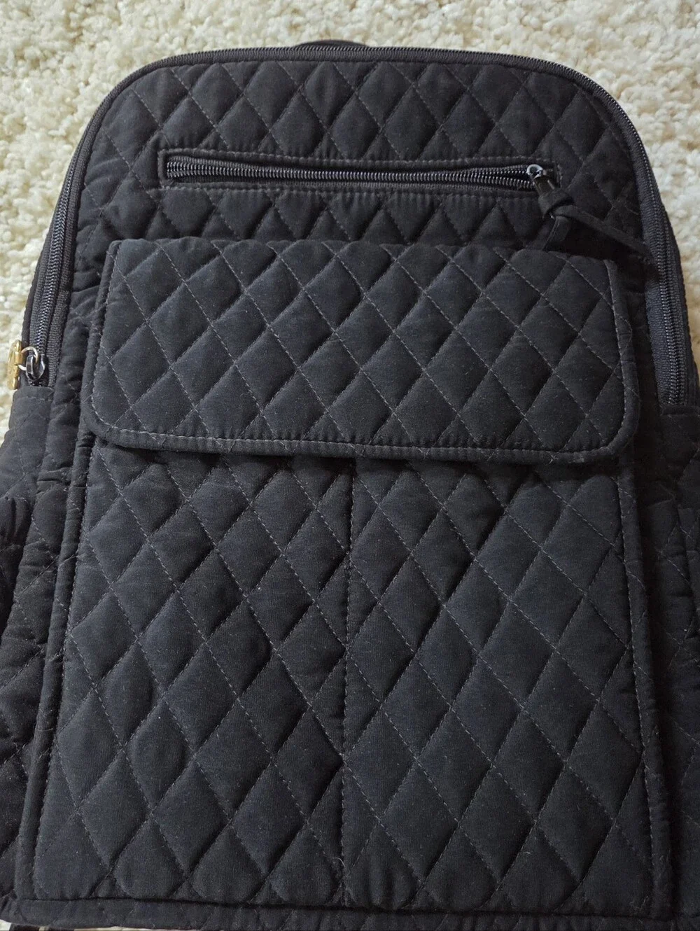 Vera Bradlet Vintage Black Quilted Backpack